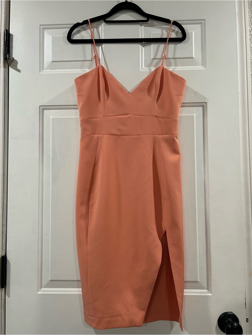 House of CB Spaghetti Strap V-Neck Coral Dress